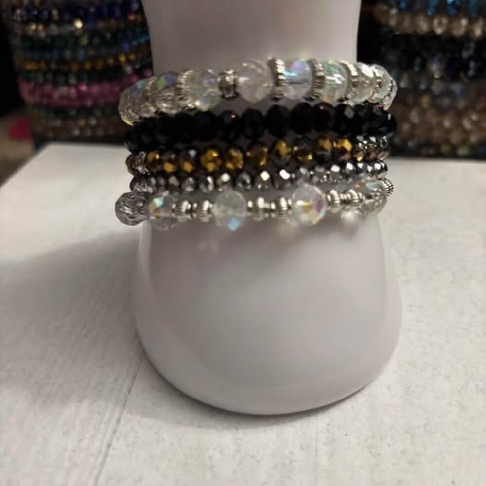 Handmade Beaded Stretch Bracelet Stack 0248